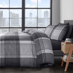 Hamilton Check grey duvet cover set by Velosso with large check pattern
