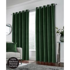 Hampton 100% Blackout Eyelet Curtains Green