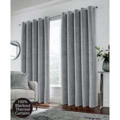 Hampton 100% Blackout Eyelet Curtains Grey