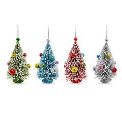 Assorted hanging Christmas tree decoration in blue, silver, red, and green 6x6x13cm