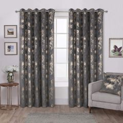 Hazel Carbon Readymade Eyelet Curtains