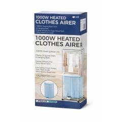 Prolux Concepts 1000W heated clothes airer in original retail box on white background