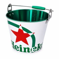 Heineken metal party bucket with carry handle for chilling drinks and ice