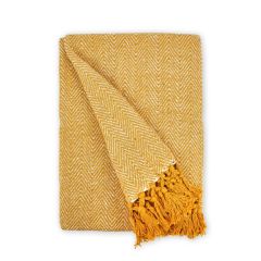 Herringbone Recycled Cotton Throw Ochre