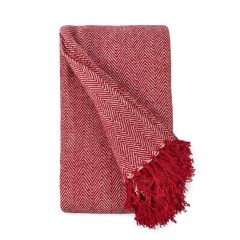 Herringbone Recycled Cotton Throw Red