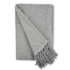 Herringbone Recycled Cotton Throw Silver