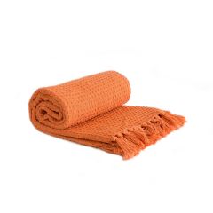100% Cotton Honeycomb Throw Burnt Orange 90x100" at Guineys Ireland