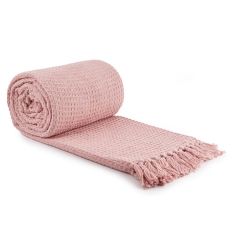 100% Cotton Honeycomb Throw Blush 50x60" at Guineys Ireland