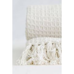 100% Cotton Honeycomb Throw Ivory 90x100" at Guineys Ireland