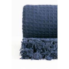 100% Cotton Honeycomb Throw Navy 50x60" at Guineys Ireland