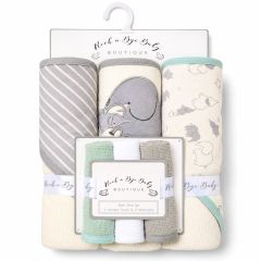 Hooded Towel Set White by Rock-A-Bye Baby