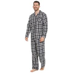 100% Cotton Flannelette Pyjamas Grey Check