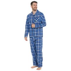 100% Cotton Flannelette Pyjamas Blue Check