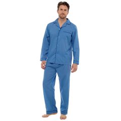 Mens Cotton Rich Plain Light Blue Pyjamas