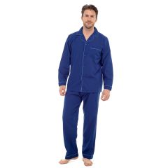 Mens Cotton Rich Plain Navy Pyjamas