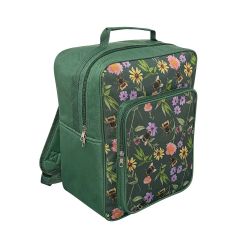 Meadow Bee Backpack Insulated Cooler Bag 17L. The design features colorful flowers in purple, pink, and yellow, creating a cheerful, nature-inspired vibe.