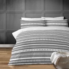 Ikat Stripe Duvet Cover Set Grey