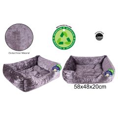 Crushed Velvet Pet Bed Medium Grey