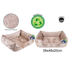 Crushed Velvet Pet Bed Medium Cream