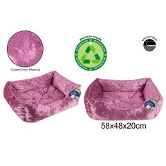  Crushed Velvet Pet Bed Medium Pink