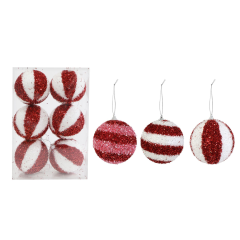 showing the Candy Tinsel Baubles 6 Pack