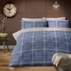 Lona Navy Check Soft Touch Microfibre Duvet Cover Set