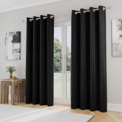 Iris 90% Blackout Eyelet Curtains Black