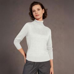 Women's Knitted Polo Sweater Ivory