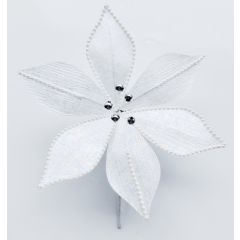 Ivory Poinsettia Silver Berry Christmas Decoration