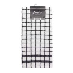 Jumbo check design tea towel charcoal 50x70cm cotton blend kitchen towel