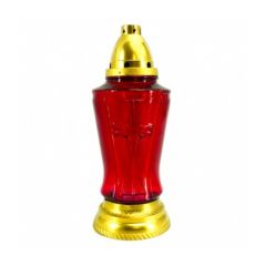 Glass Grave Candle Red & Gold