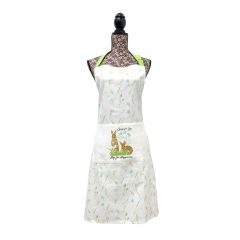 Rabbit printed Jump for Joy double oven gloves with cotton outer and insulated filling. Green details.