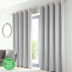 Kerry Thermal Triple Weave Curtains Eyelet Silver