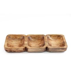 Mango Wood 3 Bowls Tray