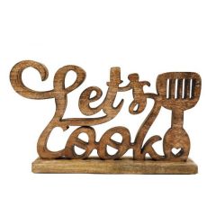 Standing ''Let's Cook'' Wooden Decor 40cm