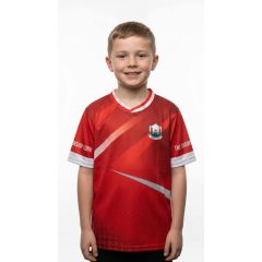 Kids Cork short sleeve sports jersey supporting Cork county football and hurling for children age 4 to 13