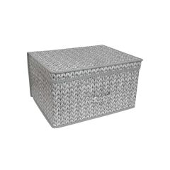 Jumbo storage chest grey knit foldable cube for home organisation