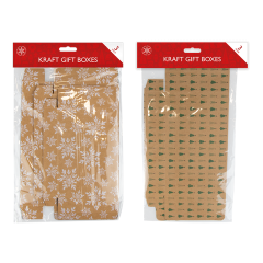 Kraft Printed Flat Pack Gift Boxes 3 Pack