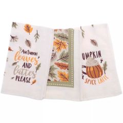 3 Pack Tea Towels Autumn Leaves