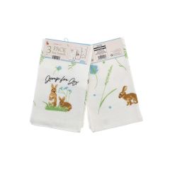 Rabbit printed Jump for Joy double oven gloves with cotton outer and insulated filling. Green details.
