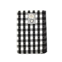 Tea Towel 100% Cotton Heart Black