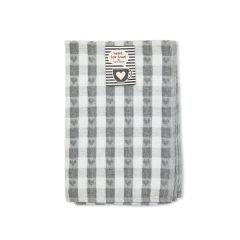 Tea Towel 100% Cotton Heart Silver