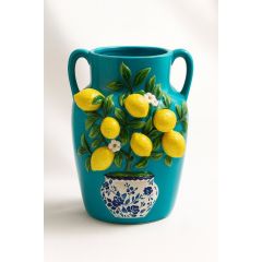 Lemon Tree Vase Teal 22x30cm