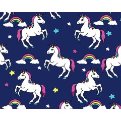 Little Johnny 100% Cotton Fabric Unicorn Navy 59" at Guineys Ireland