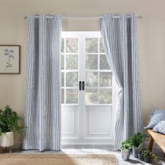 Catherine Lansfield Logan Stripe Lined Eyelet Curtains Blue