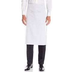 White Bar Apron With Pocket