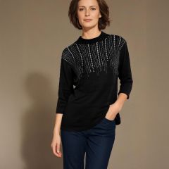 Women's Knitted Dressy Round Neck Sweater Black