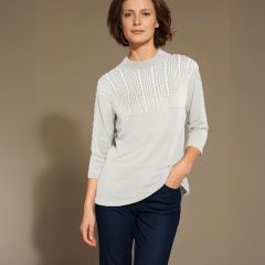 Women's Knitted Dressy Round Neck Sweater Ivory