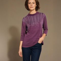 Women's Knitted Dressy Round Neck Sweater Plum