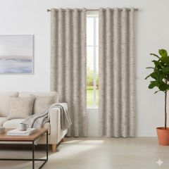 Lucerne Jacquard Natural Lined Eyelet Curtains